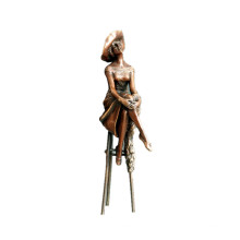 Женский Домашний Декор бронзовая скульптура Hat Леди Малый Латунь статуя ТПЭ-472